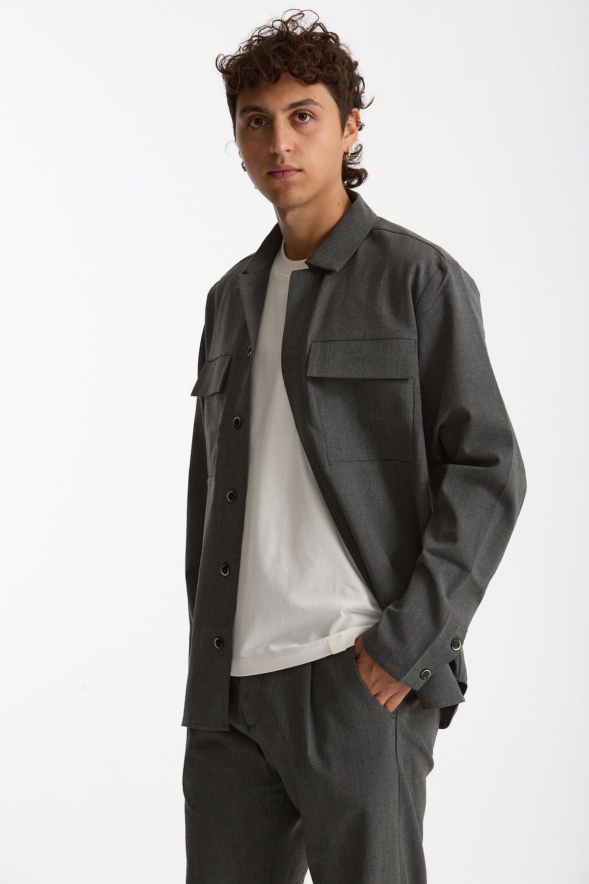 Overshirt lana e poliestere stretch grigio men Nine in the morning - 5