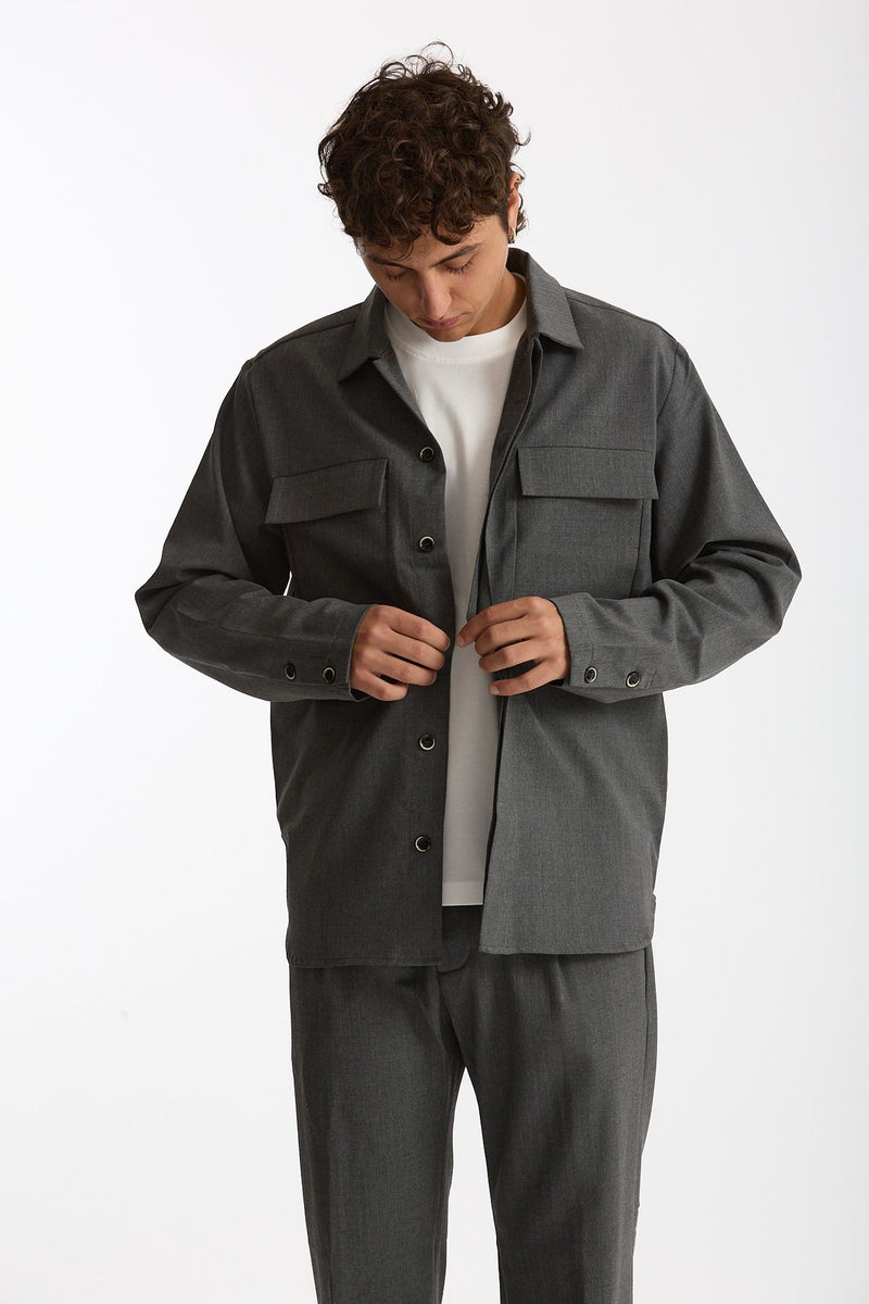 Overshirt lana e poliestere stretch grigio men Nine in the morning - 6