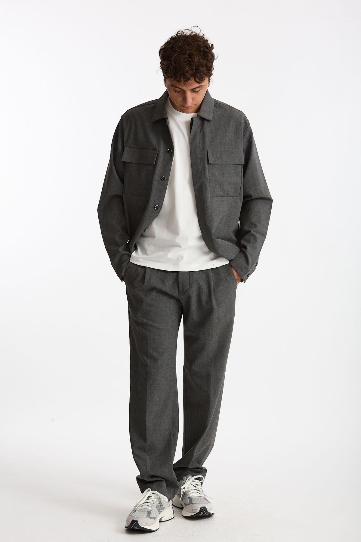 Overshirt lana e poliestere stretch grigio men Nine in the morning - 1