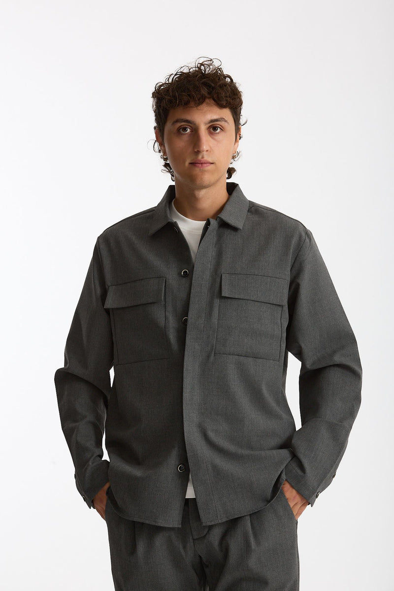 Overshirt lana e poliestere stretch grigio men Nine in the morning - 8