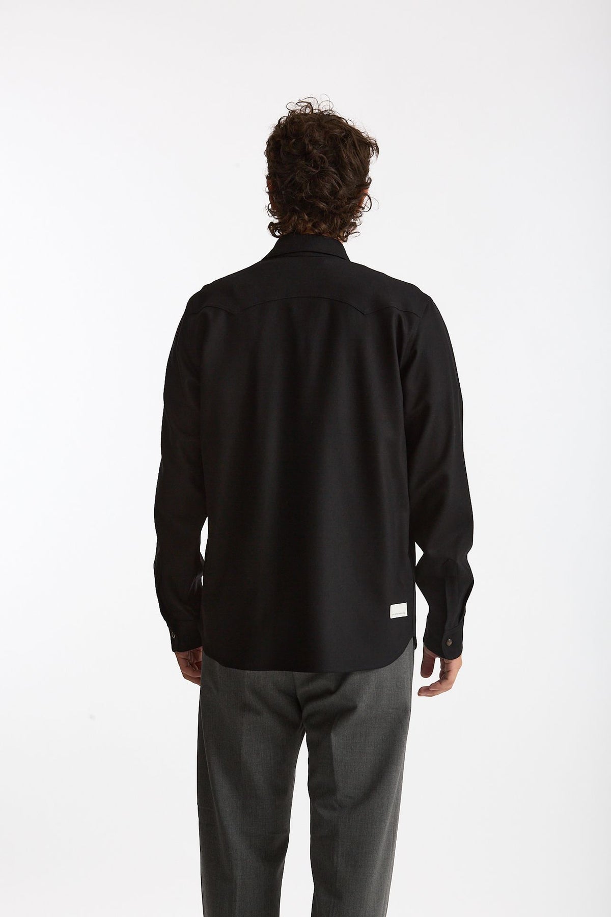 Camicia texana lana e poliestere stretch nero men Nine in the morning - 3