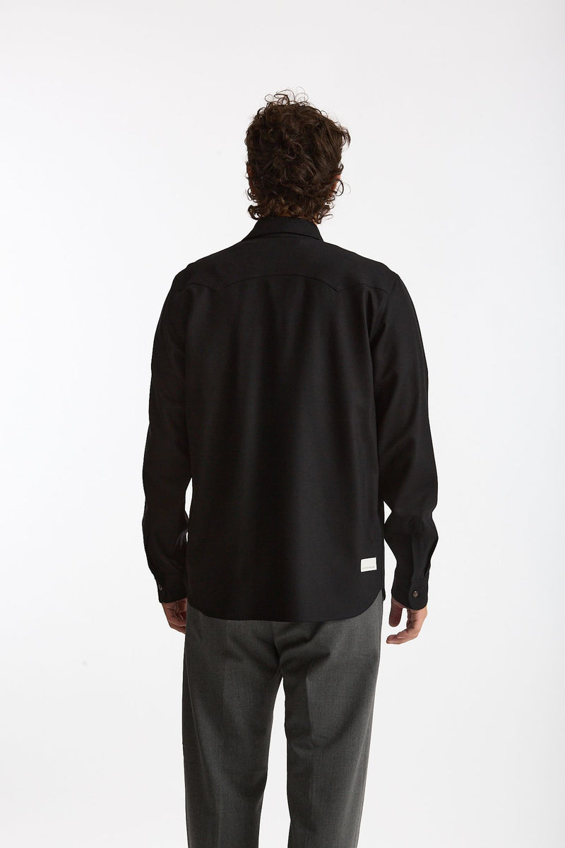 Camicia texana lana e poliestere stretch nero men Nine in the morning - 3