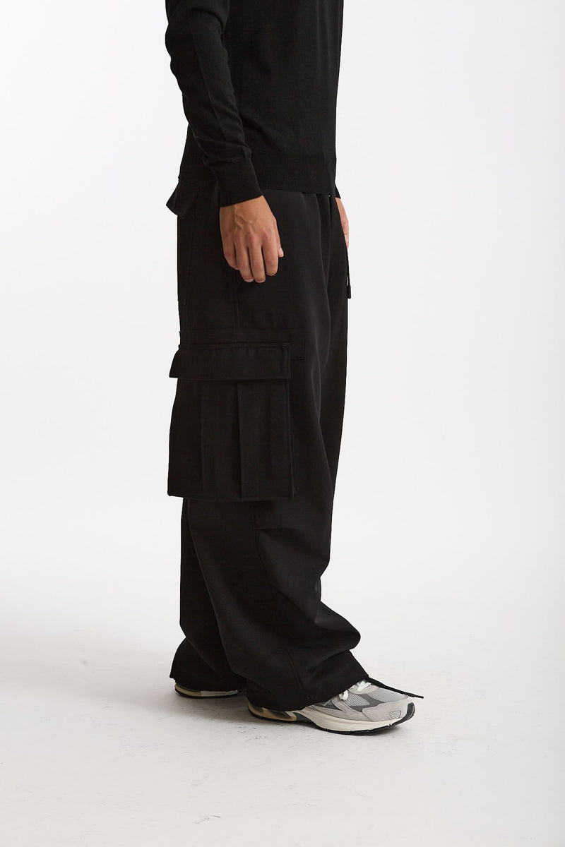 Pantalone cargo LUCIEN CARGO in Lana nero men Nine in the morning - 1