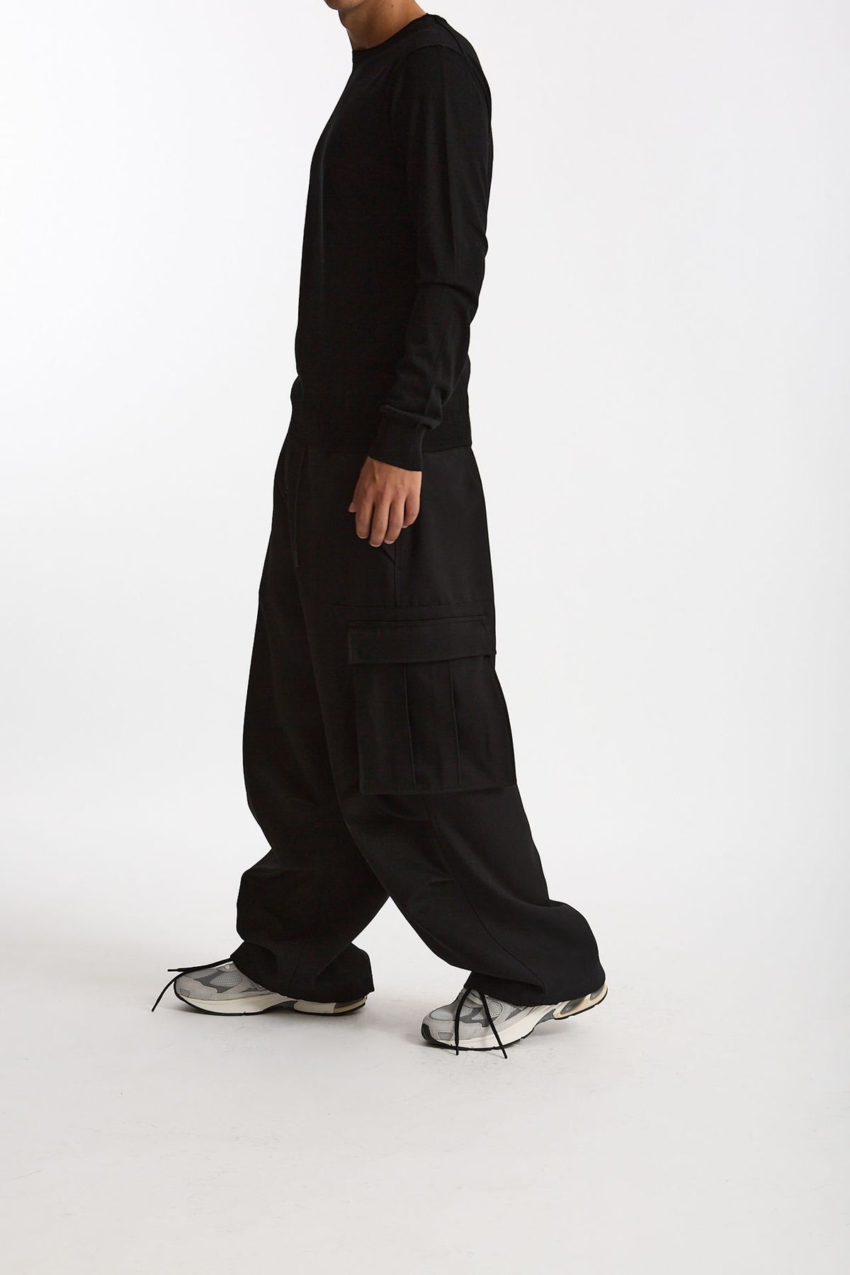 Pantalone cargo LUCIEN CARGO in Lana nero men Nine in the morning - 4