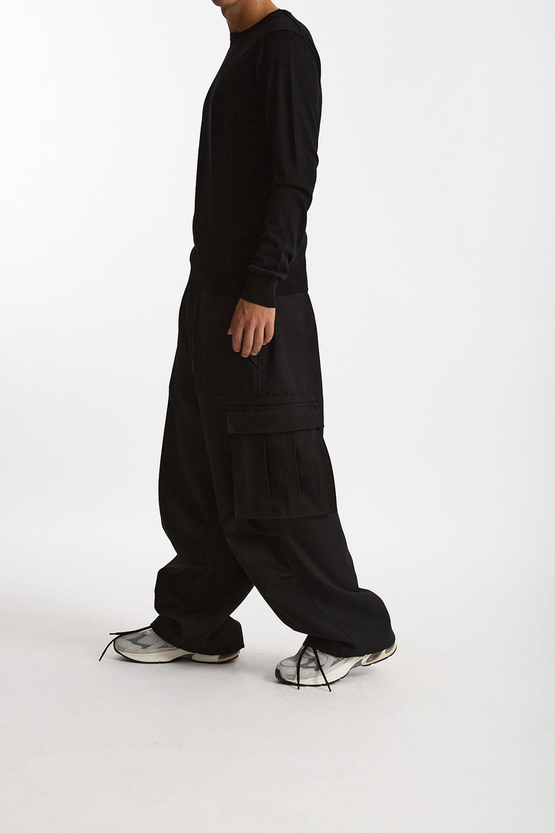 Pantalone cargo LUCIEN CARGO in Lana nero men Nine in the morning - 4