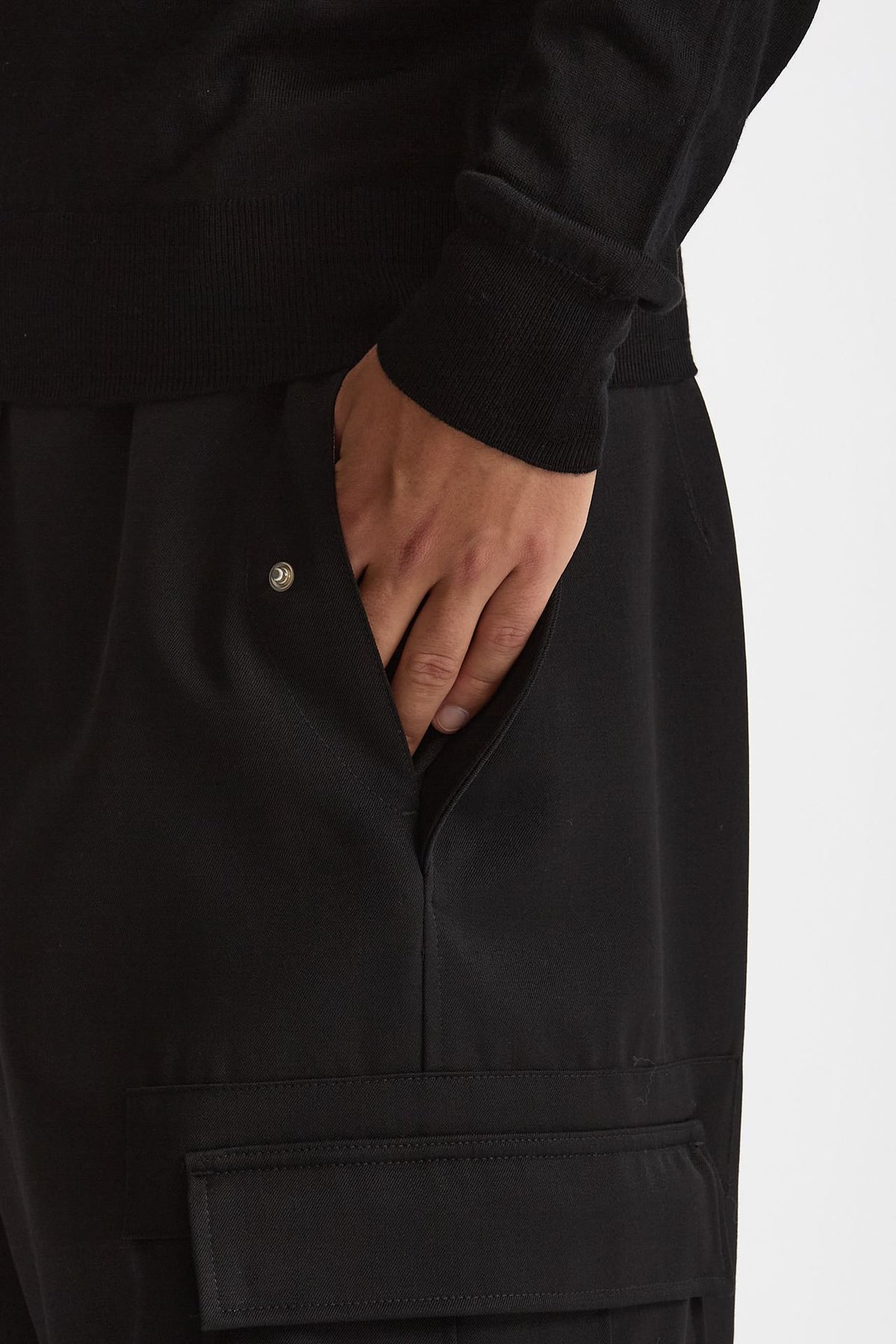 Pantalone cargo LUCIEN CARGO in Lana nero men Nine in the morning - 5
