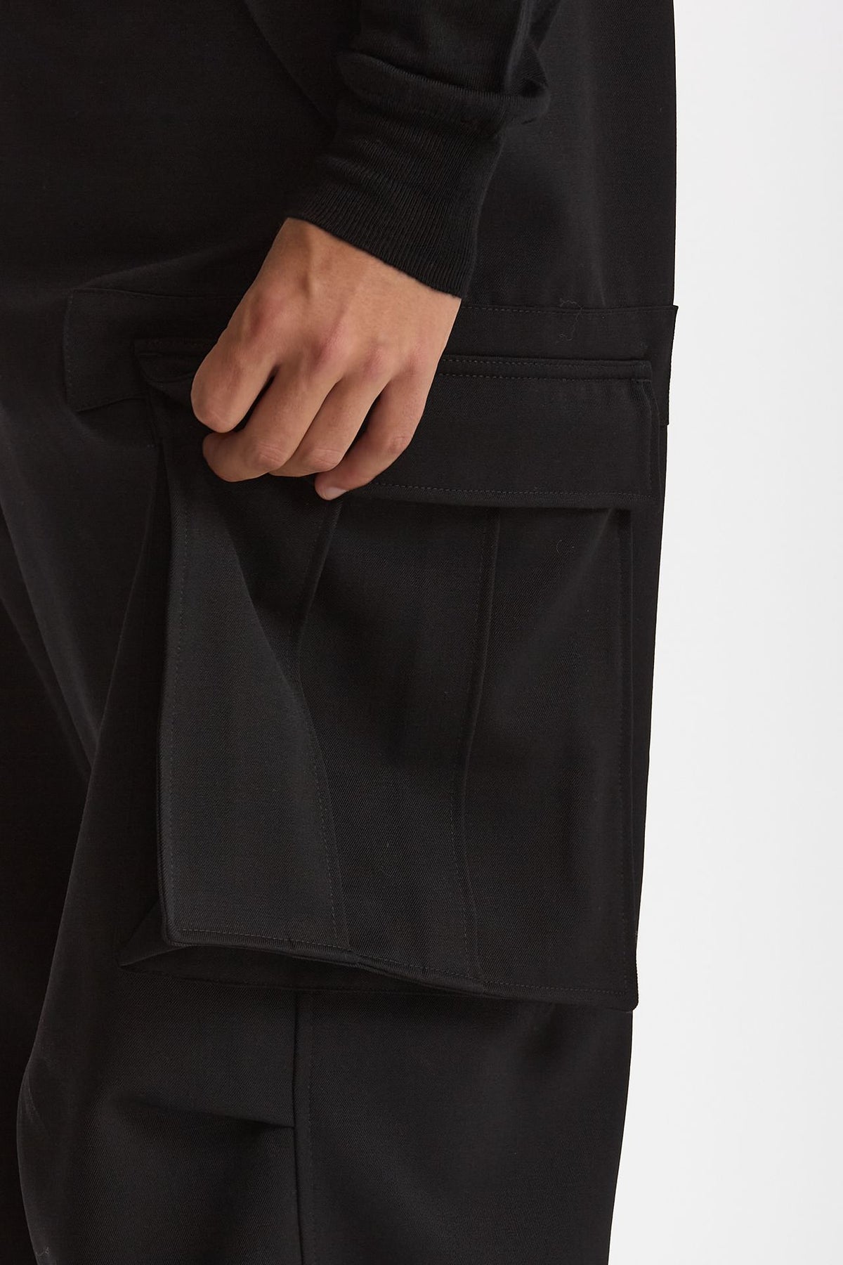 Pantalone cargo LUCIEN CARGO in Lana nero men Nine in the morning - 6
