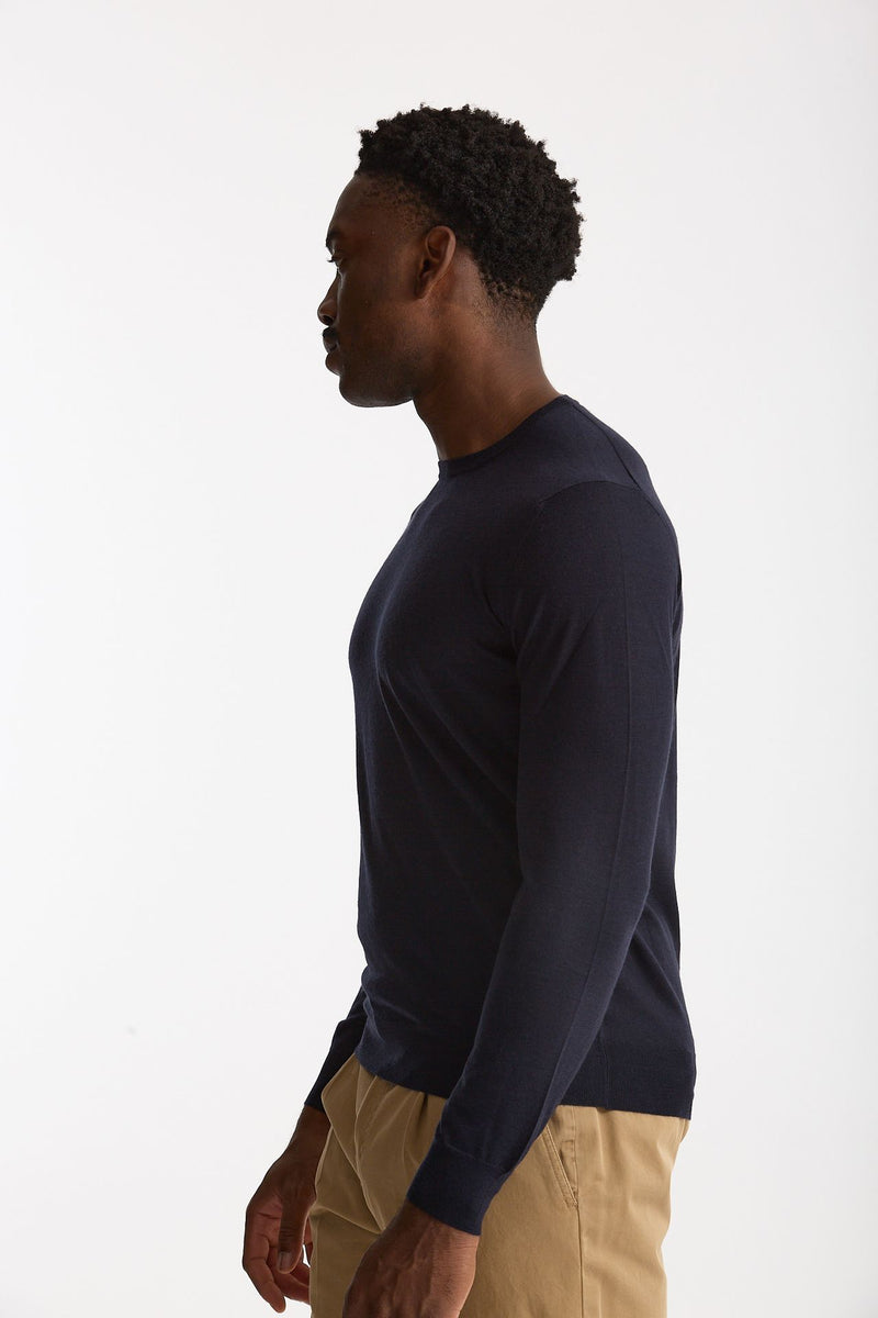 Maglia girocollo in cashmere e seta blu men Mauro ottaviani - 2