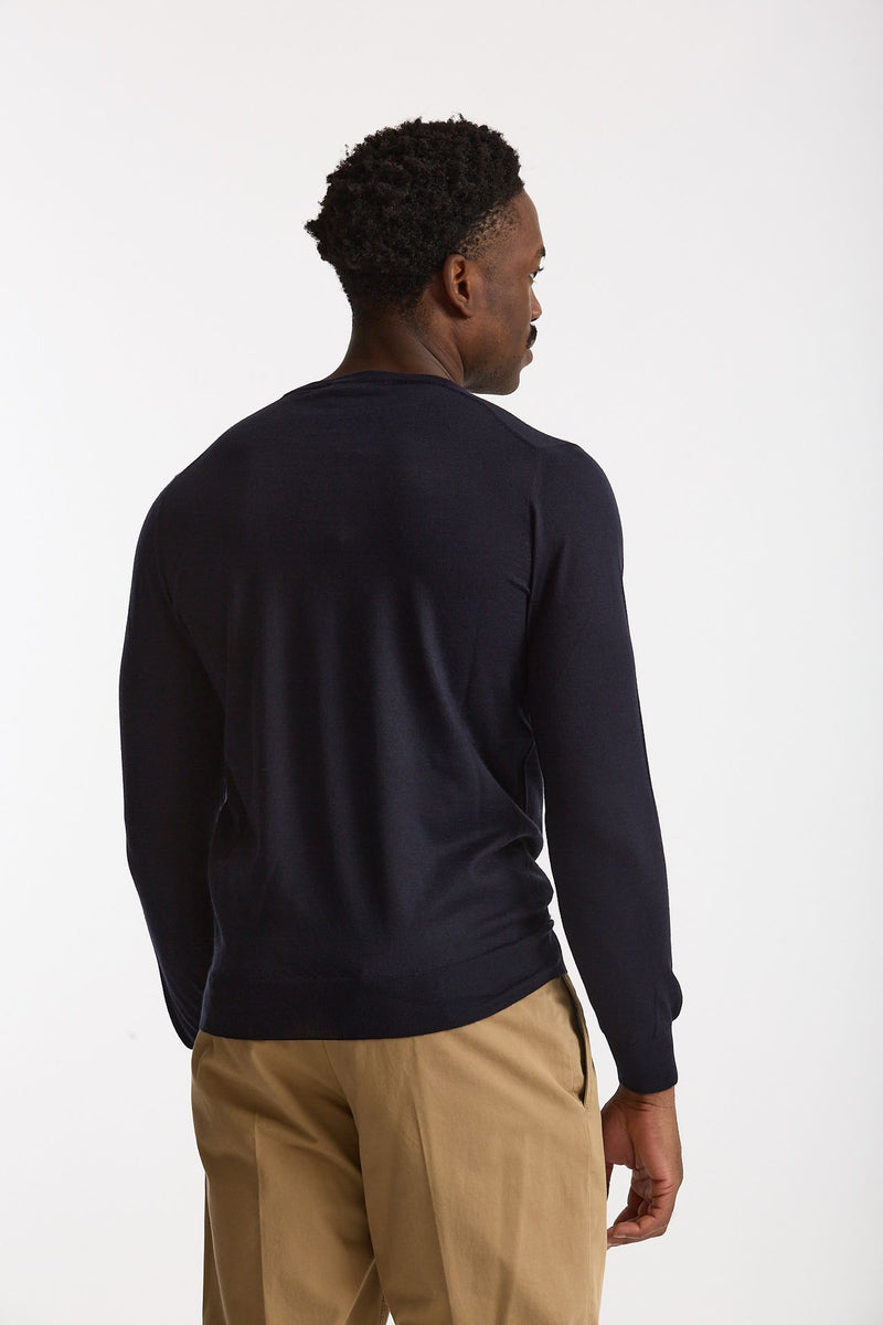 Maglia girocollo in cashmere e seta blu men Mauro ottaviani - 3