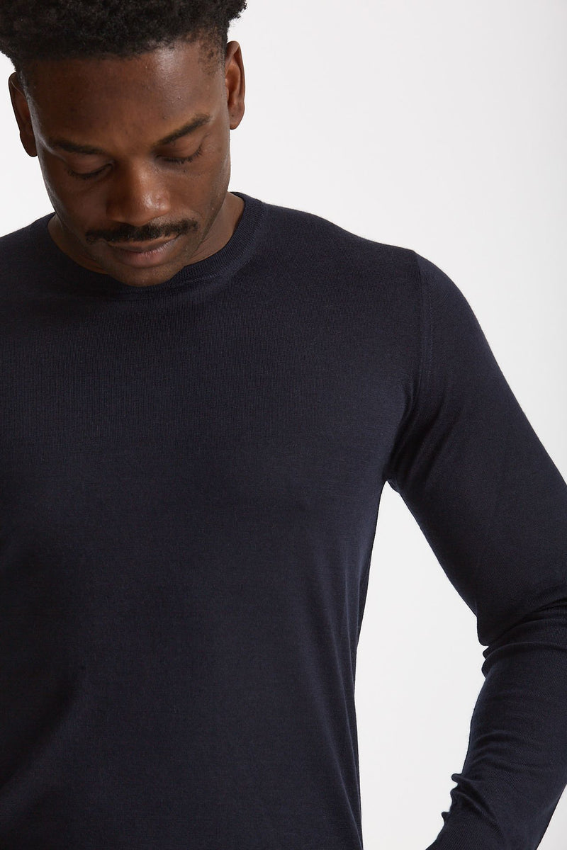 Maglia girocollo in cashmere e seta blu men Mauro ottaviani - 5