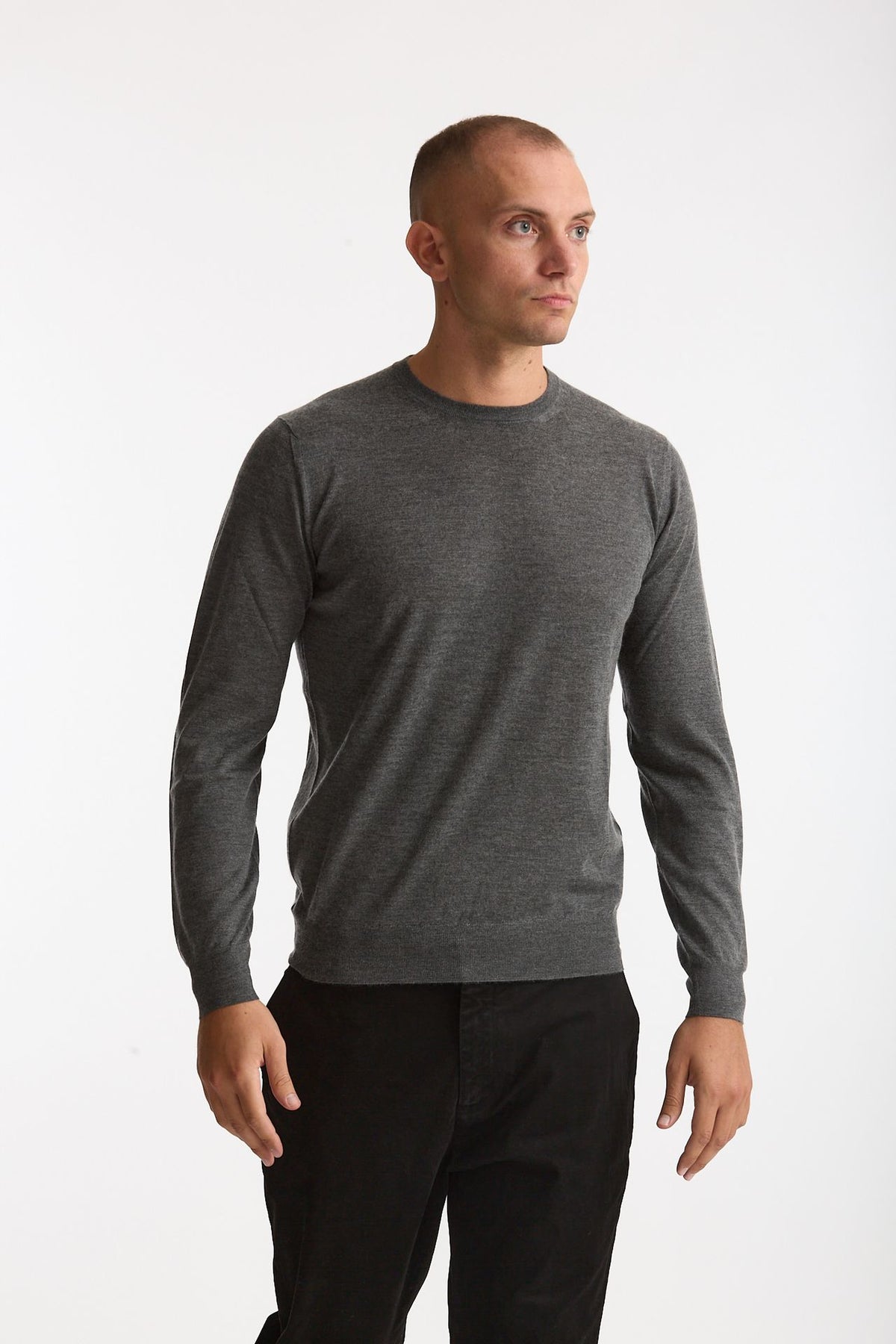 Maglia girocollo in cashmere e seta grigio men Mauro ottaviani - 2