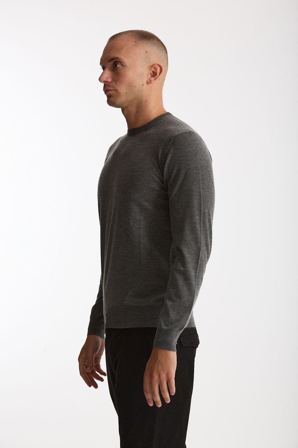 Maglia girocollo in cashmere e seta grigio men Mauro ottaviani - 1