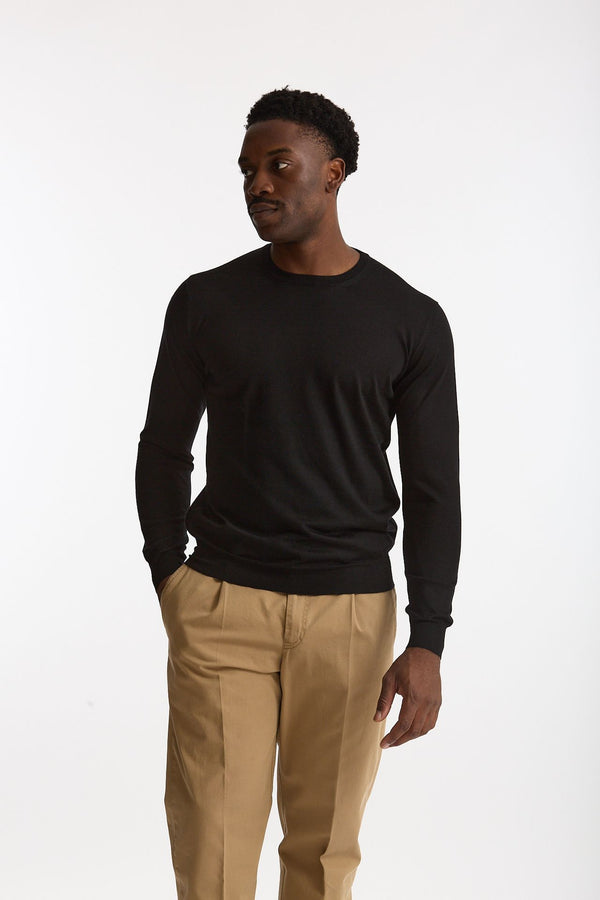 Maglia girocollo in cashmere e seta nero men Mauro ottaviani