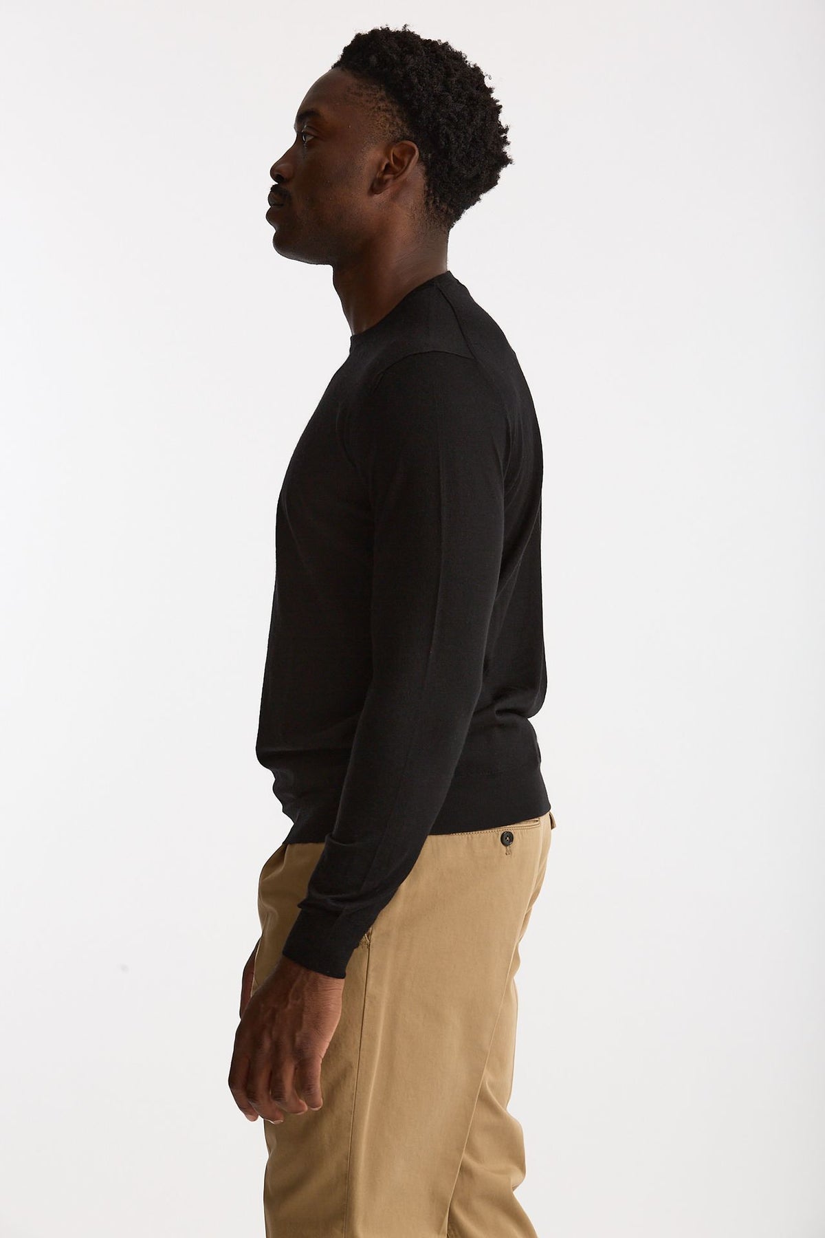 Maglia girocollo in cashmere e seta nero men Mauro ottaviani - 3