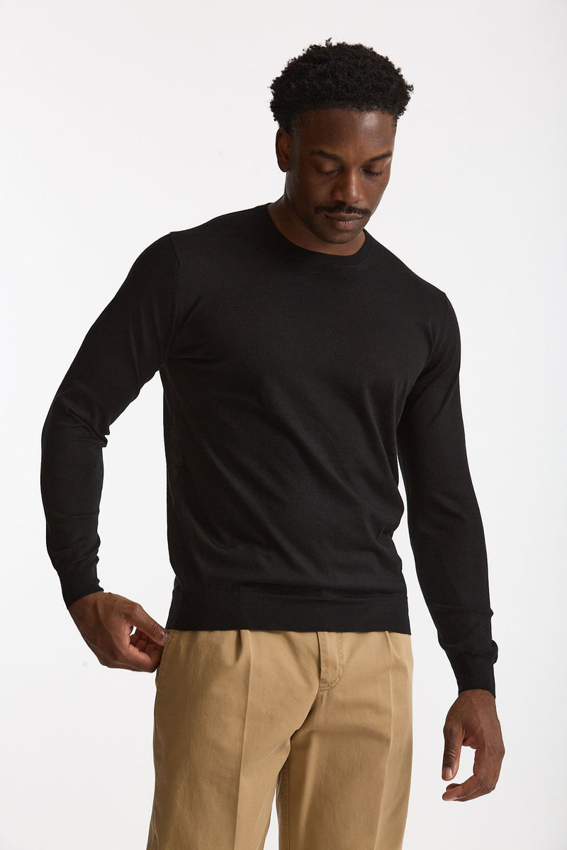 Maglia girocollo in cashmere e seta nero men Mauro ottaviani - 1