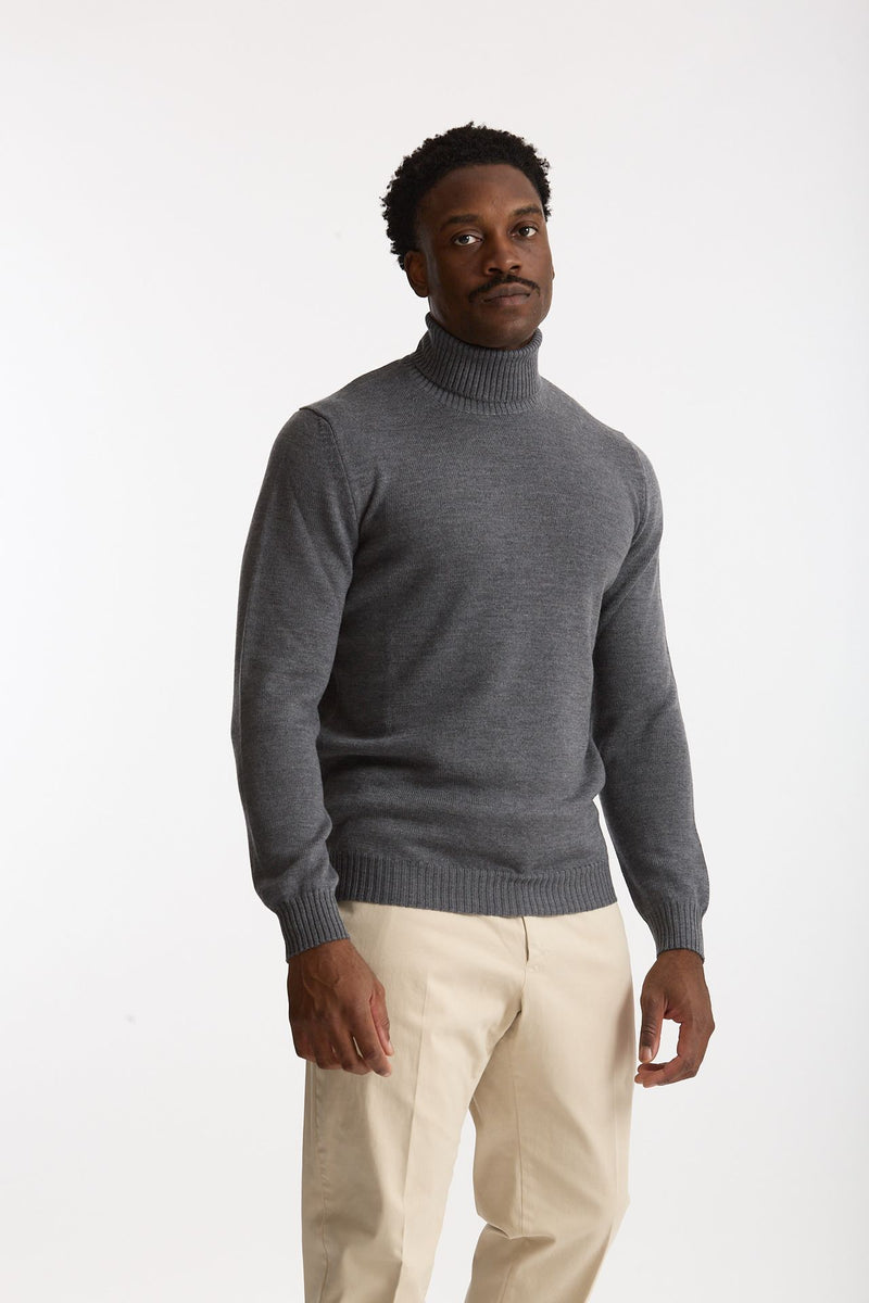 Dolcevita in lana grigio men Mauro ottaviani - 4