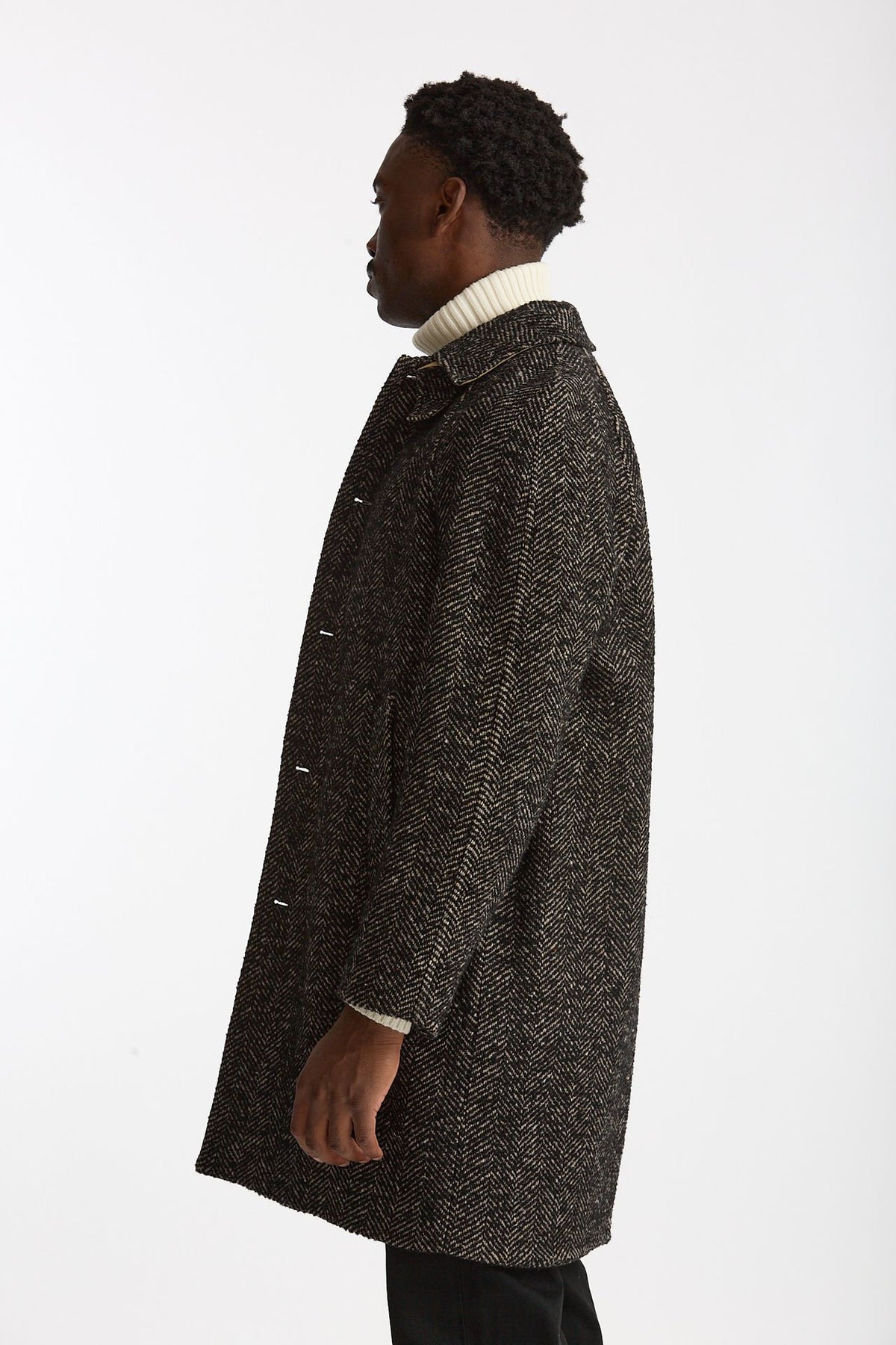 Cappotto MARCELLO monopetto Spinato nero e beige men Paltò - 4