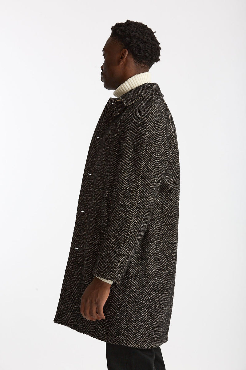 Cappotto MARCELLO monopetto Spinato nero e beige men Paltò - 4