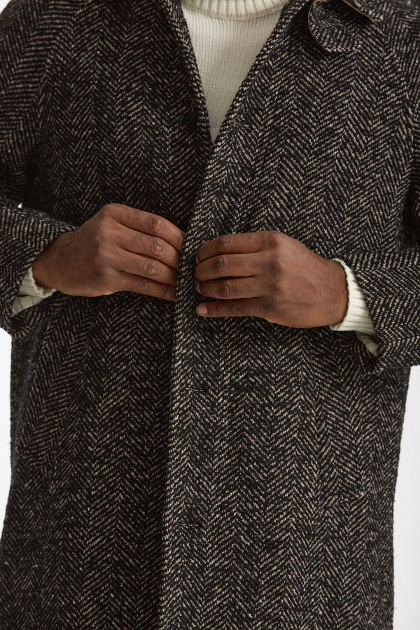 Cappotto MARCELLO monopetto Spinato nero e beige men Paltò