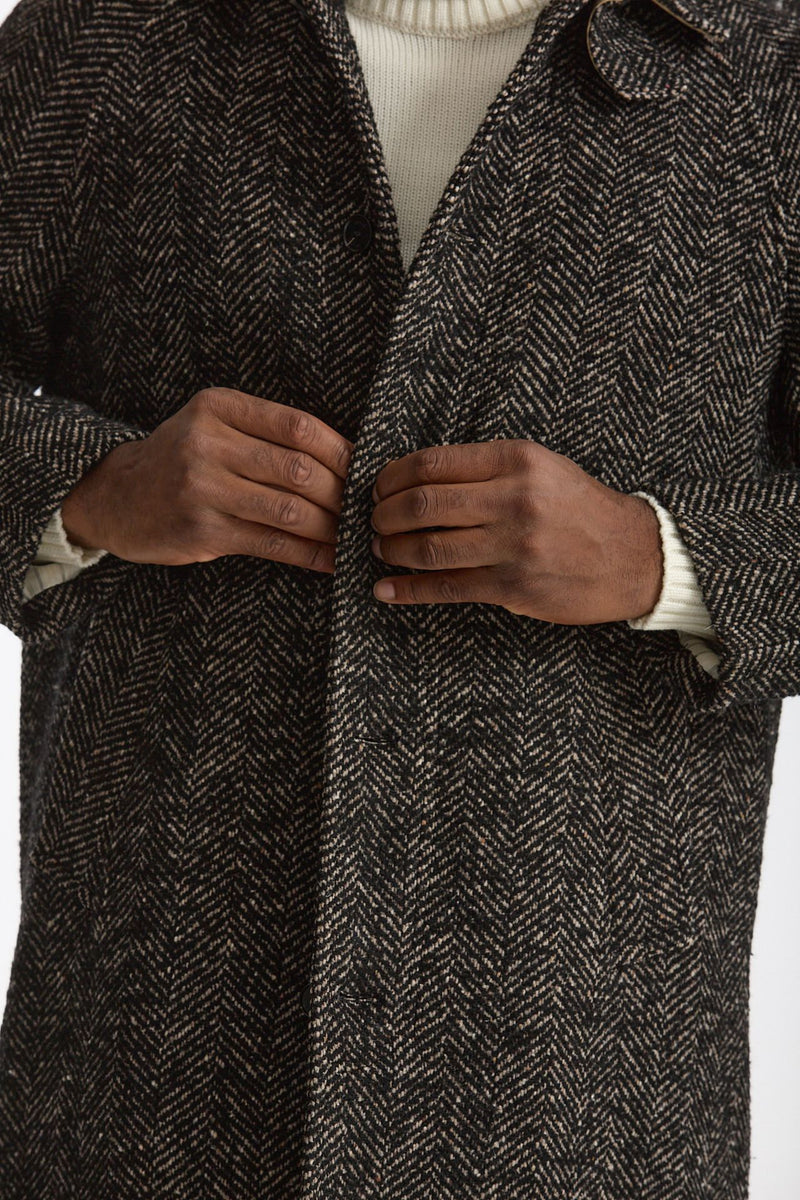 Cappotto MARCELLO monopetto Spinato nero e beige men Paltò - 2