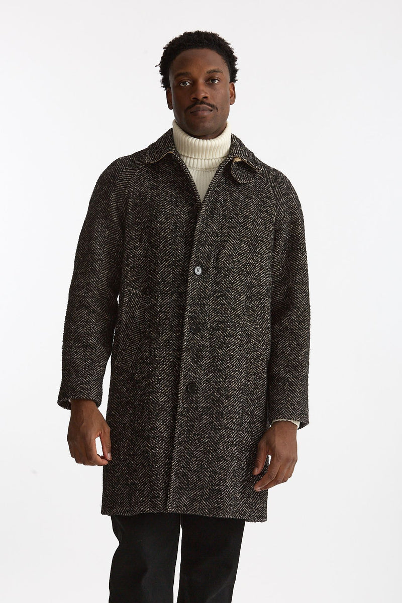 Cappotto MARCELLO monopetto Spinato nero e beige men Paltò - 6