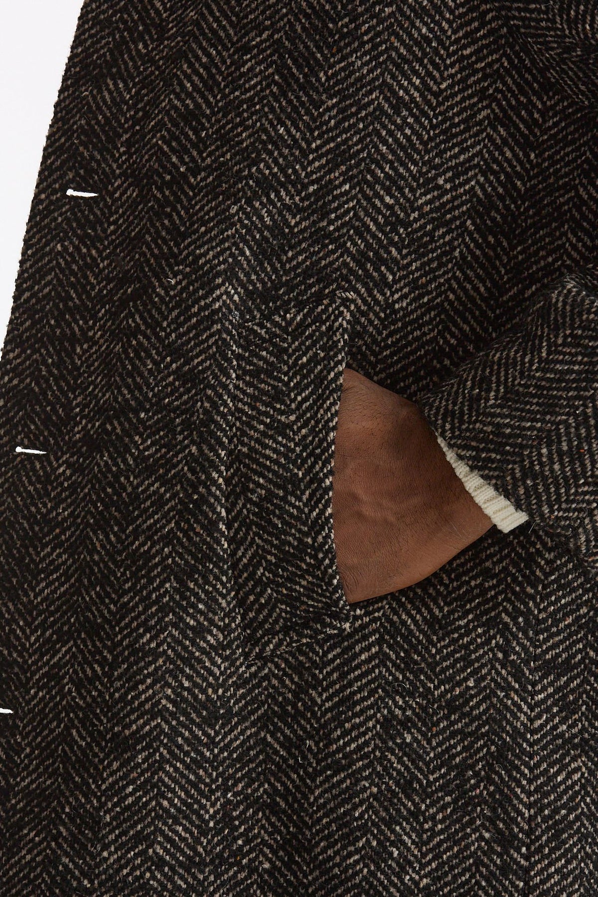 Cappotto MARCELLO monopetto Spinato nero e beige men Paltò - 8