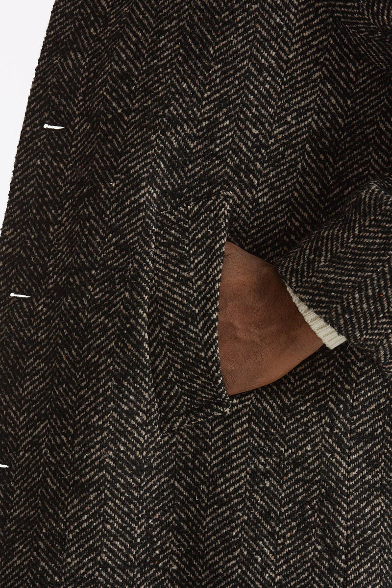 Cappotto MARCELLO monopetto Spinato nero e beige men Paltò - 8