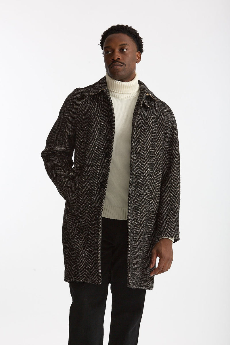 Cappotto MARCELLO monopetto Spinato nero e beige men Paltò - 1