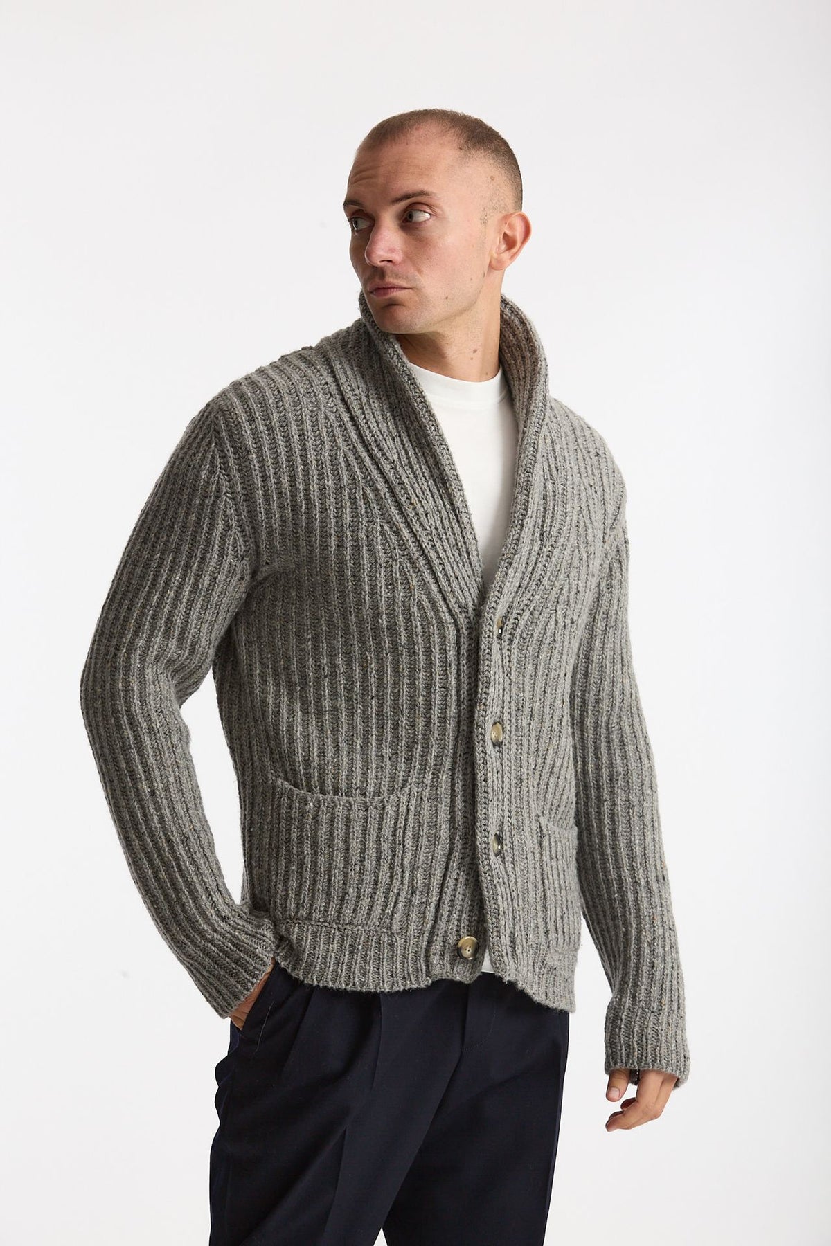 Cardigan in lana grigio men ( p - s ) - 2