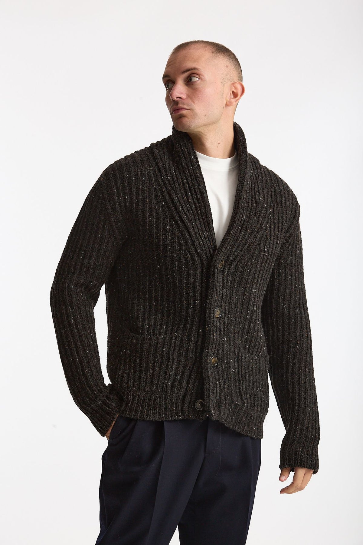 Cardigan in lana marrone men ( p - s ) - 1