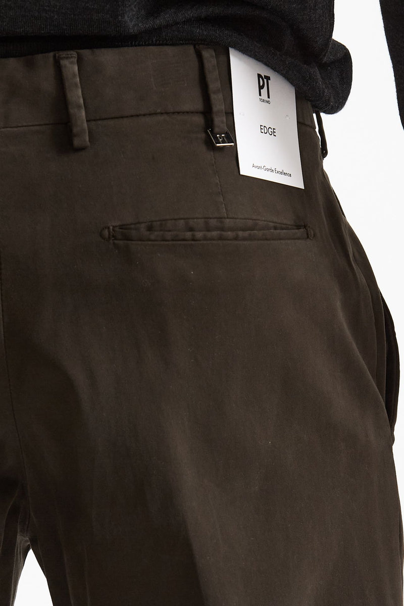 Pantalone EDGE-REBEL in cotone stretch  marrone men Pt torino - 7