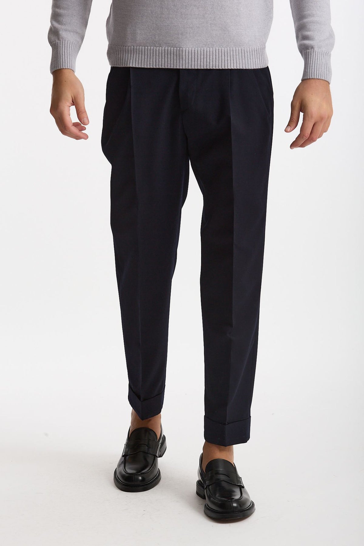 Pantalone STYLE-CARROT FIT in Lana ferma blu men Pt torino - 1