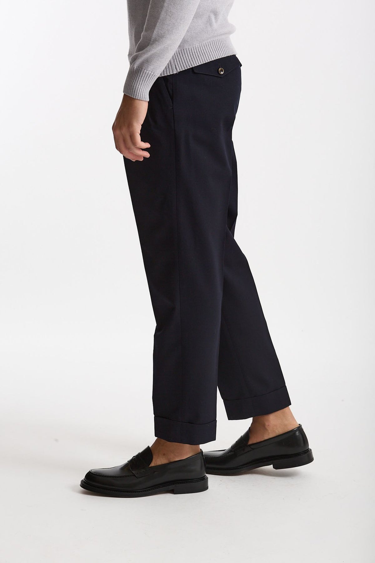 Pantalone STYLE-CARROT FIT in Lana ferma blu men Pt torino - 2
