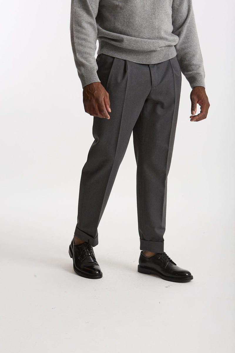 Pantalone STYLE-CARROT FIT in Lana ferma grigio men Pt torino - 4