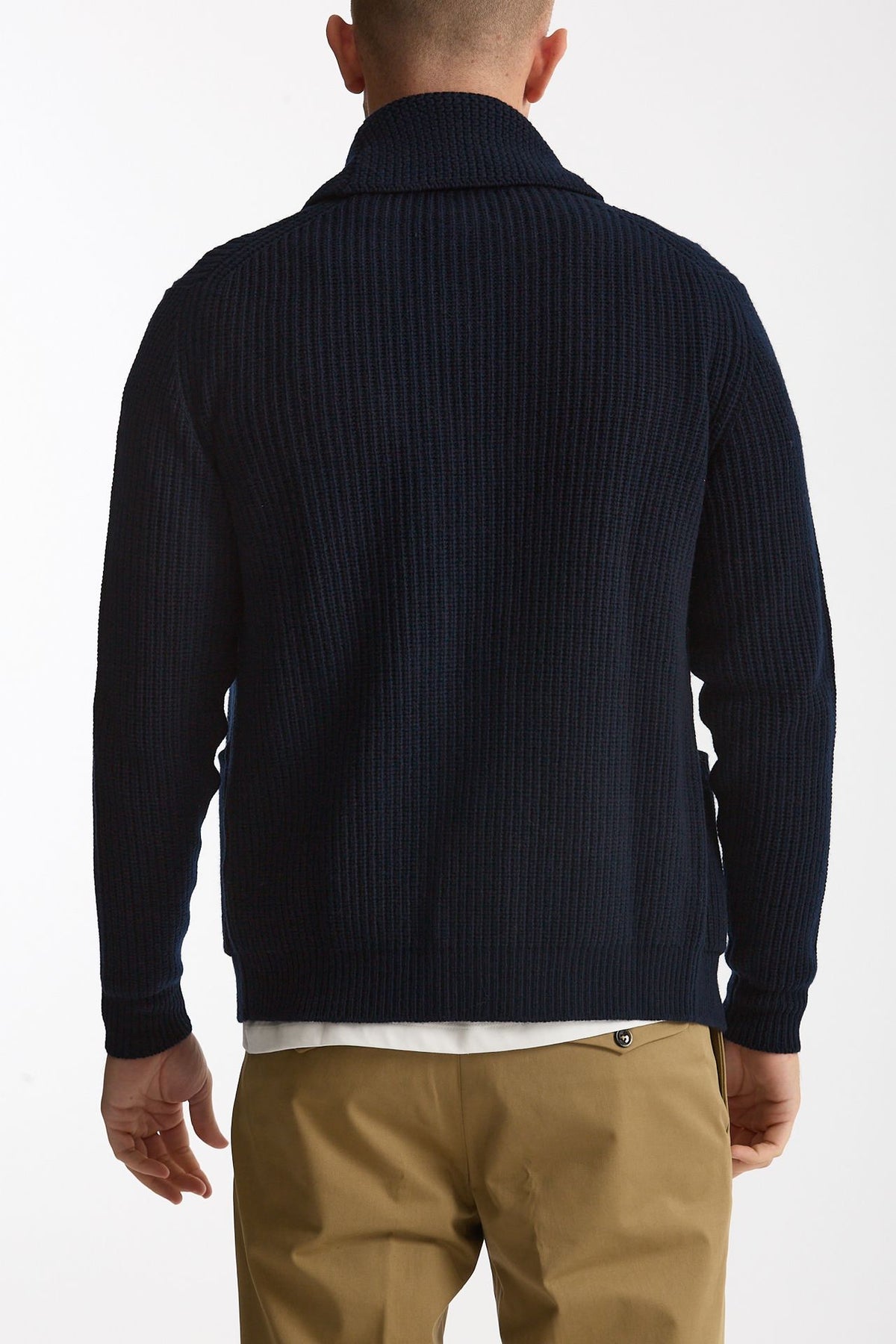 Cardigan a coste in lana blu men Rakki - 3