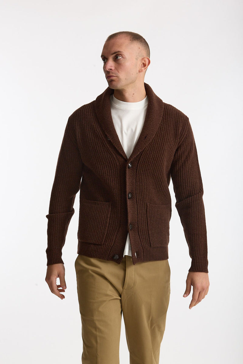 Cardigan a coste in lana bruciato men Rakki - 2