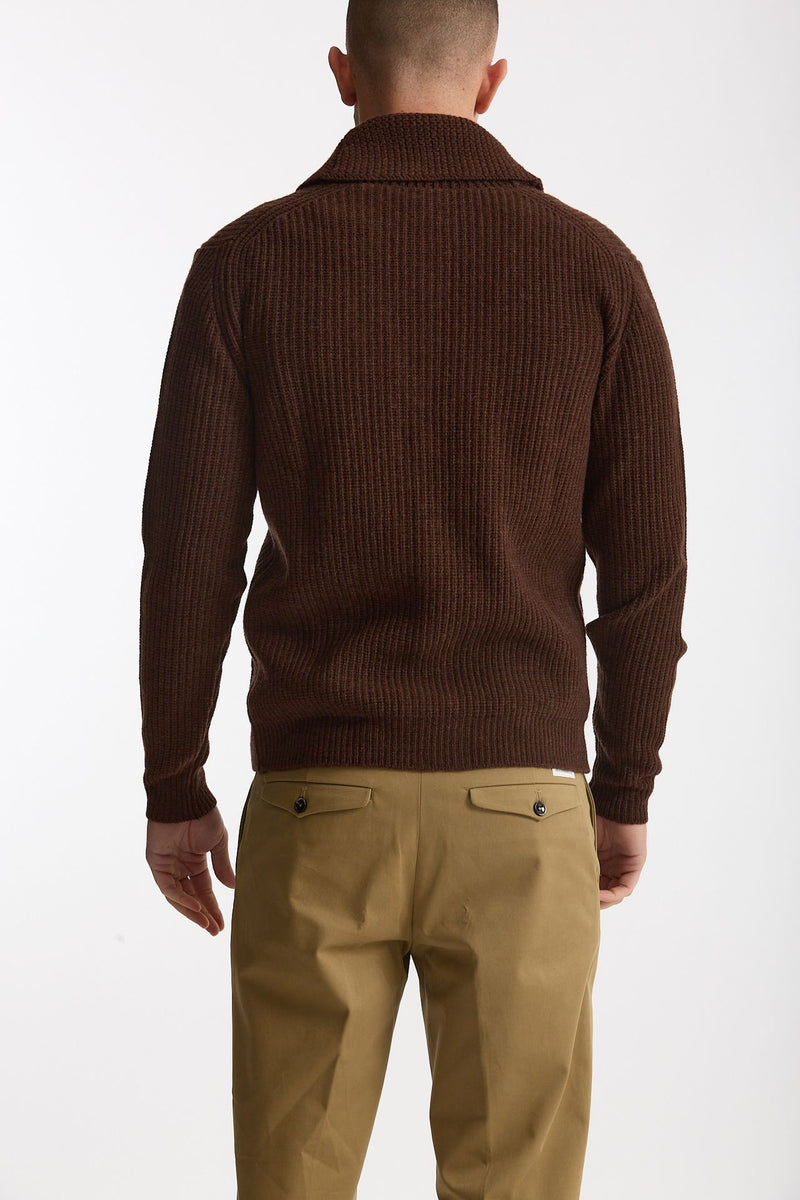 Cardigan a coste in lana bruciato men Rakki - 3