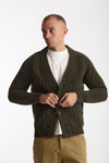 Cardigan a coste in lana verde militare men Rakki - 5
