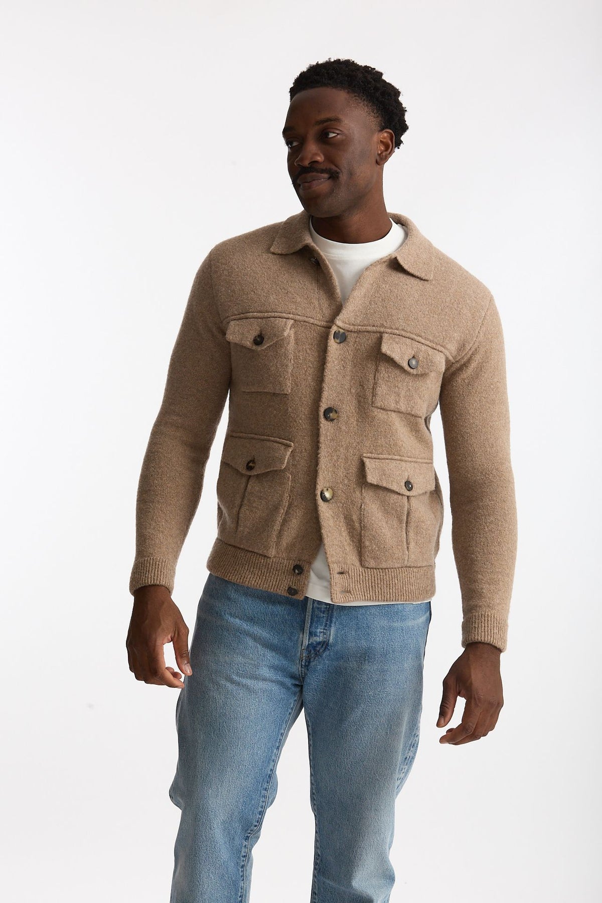 Maglia in lana e poliammide beige men Rakki - 5