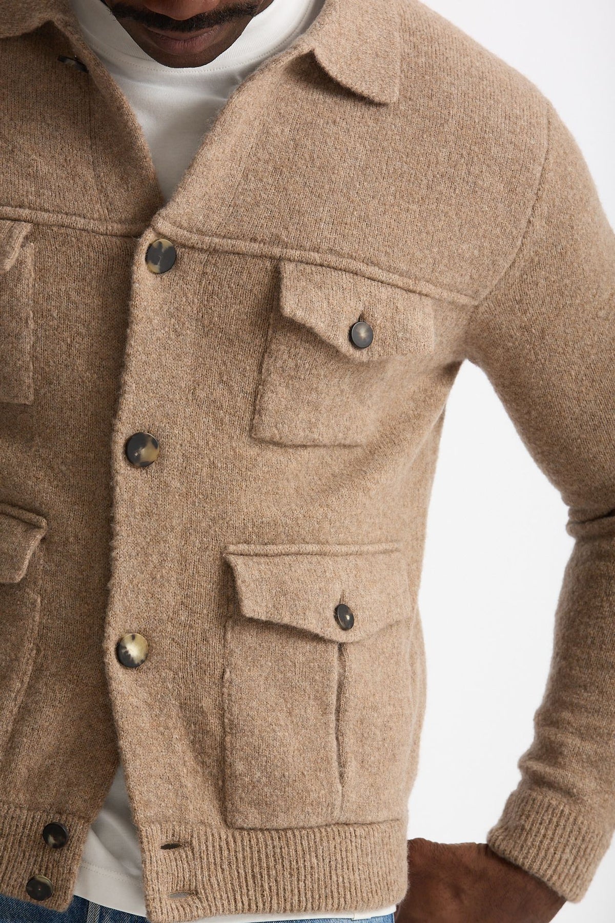 Maglia in lana e poliammide beige men Rakki - 6