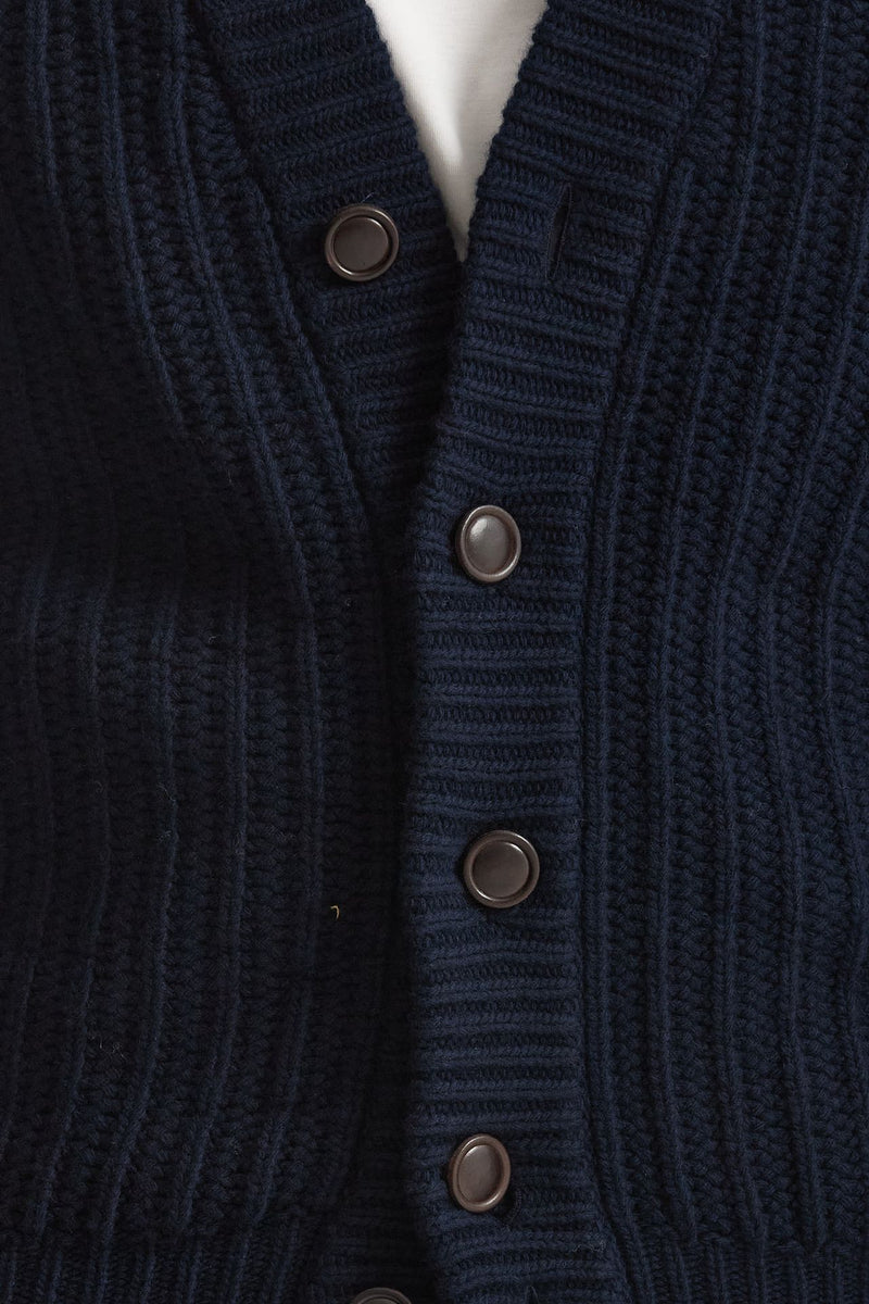 Cardigan a coste in lana blu men Rakki - 6