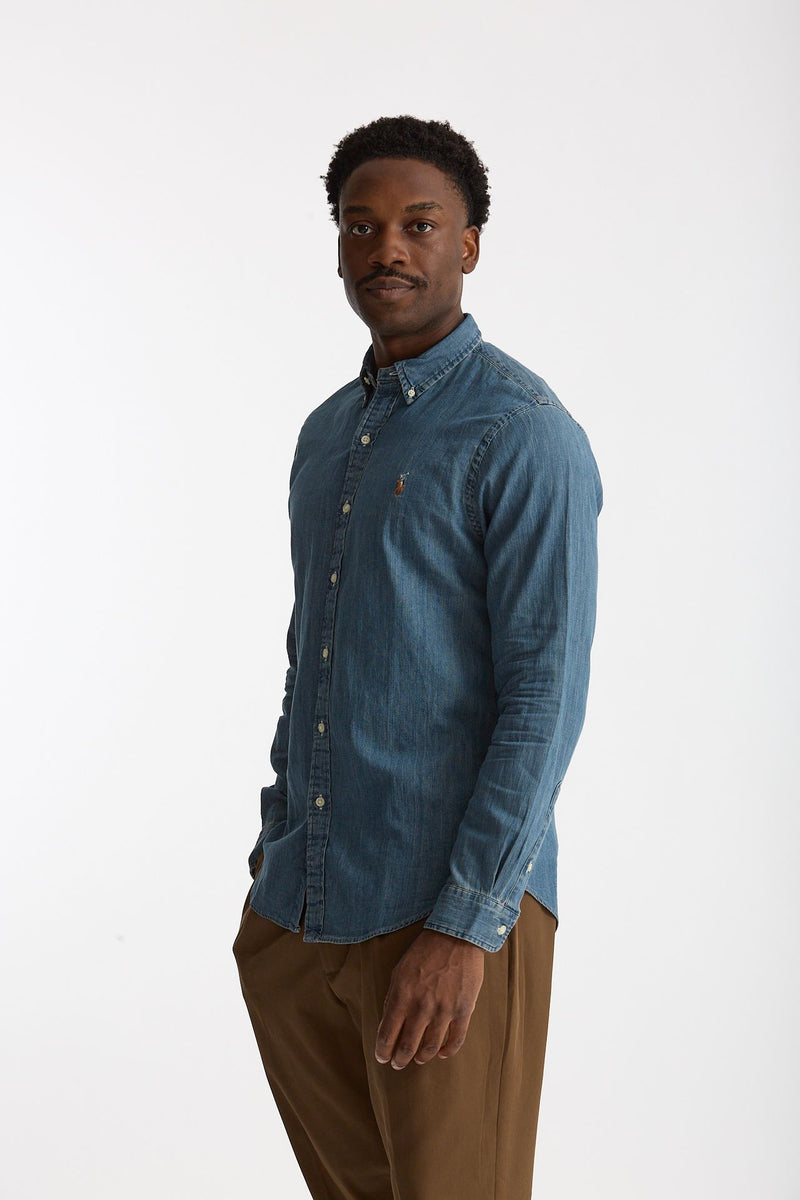 Camicia in cotone denim azzurro men Polo ralph lauren - 1