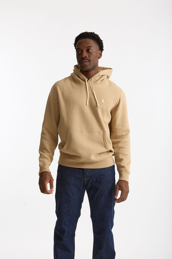 Felpa con cappuccio in cotone cammello men Polo ralph lauren