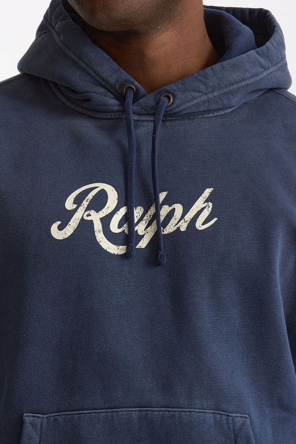 Felpa in cotone blu effetto lavato men Polo ralph lauren