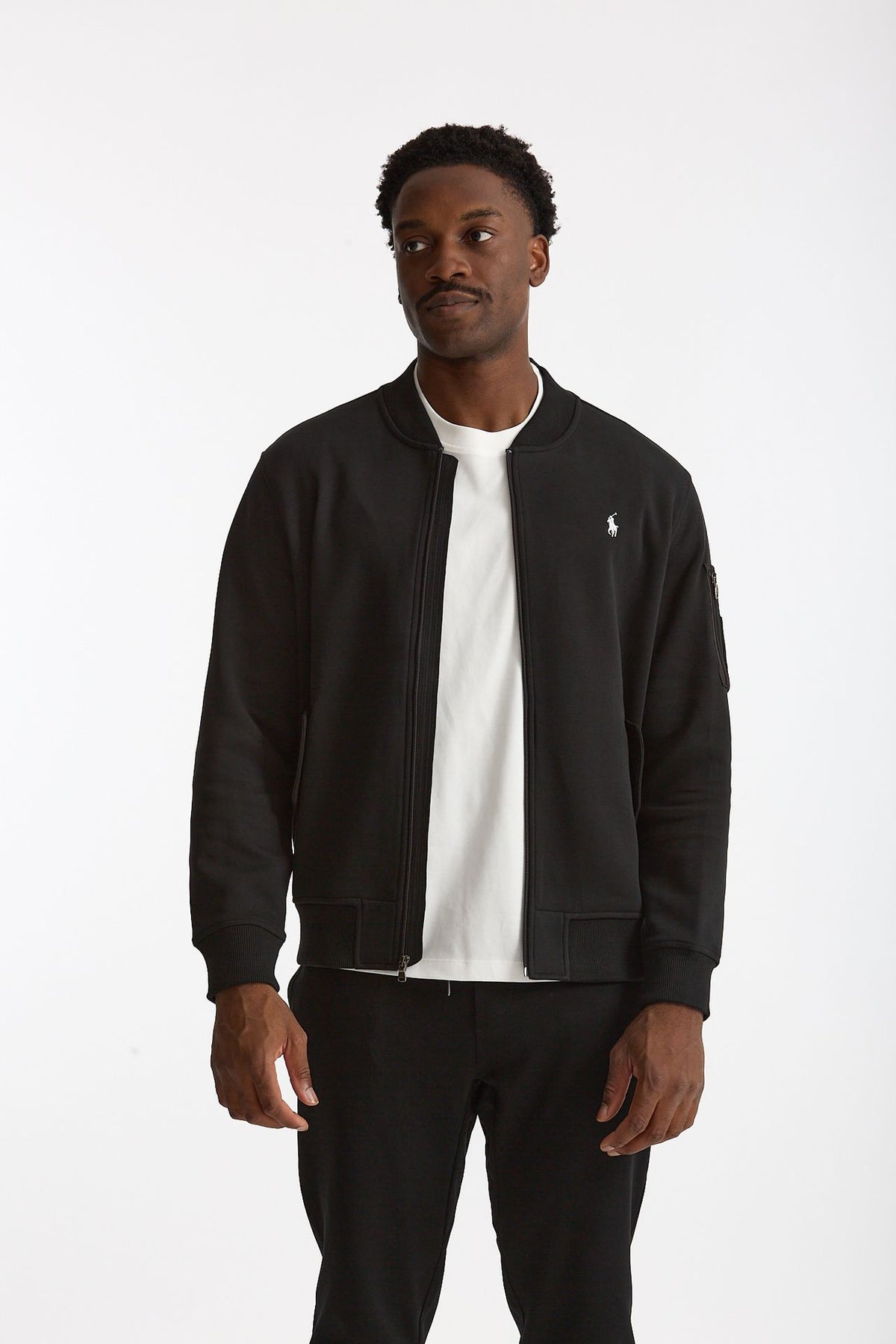 Felpa bomber in cotone nero men Polo ralph lauren - 1