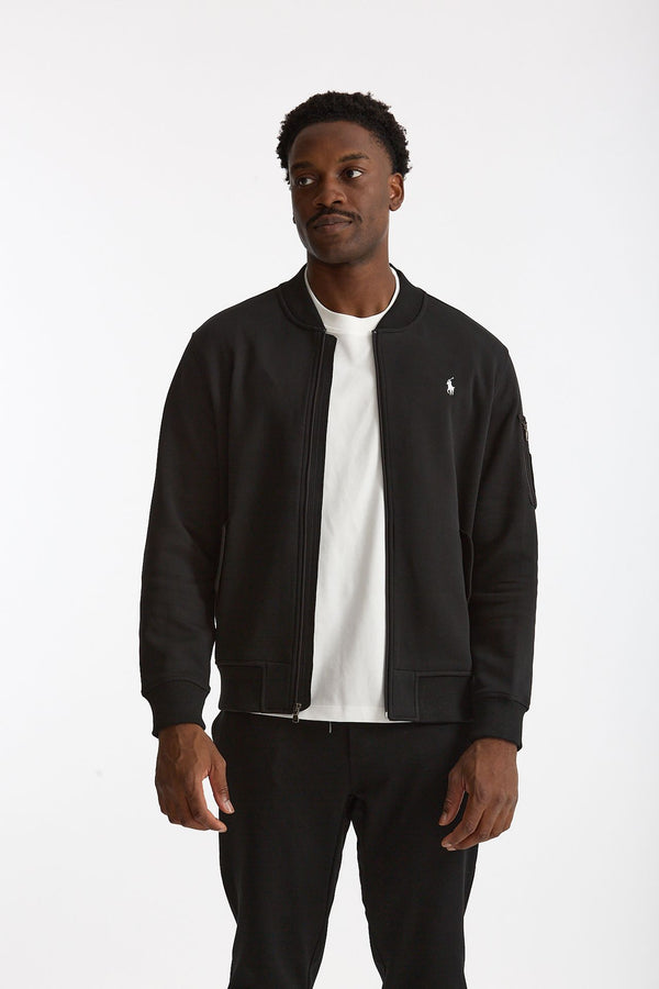 Felpa bomber in cotone nero men Polo ralph lauren