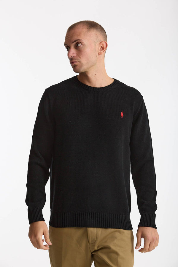 Maglia girocollo in cotone nero men Polo ralph lauren