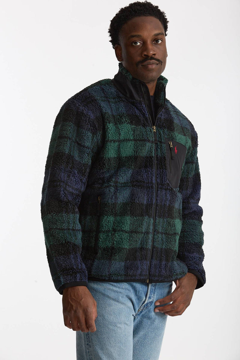 Giubbino in orsetto di poliestere Scozzese blu e verde men Polo ralph lauren - 4