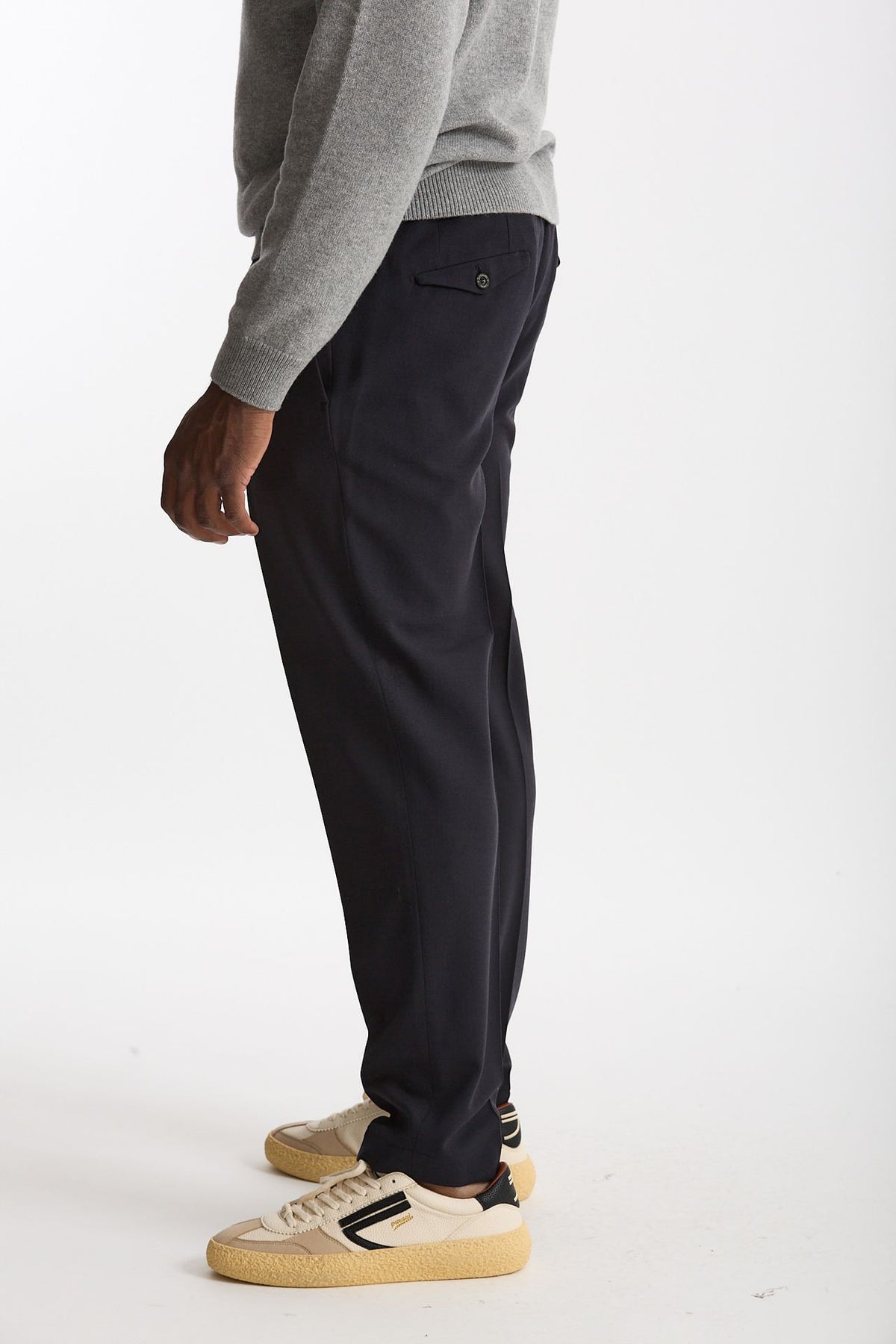 Pantalone in misto lana stretch blu men Santaniello - 4