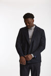 Giacca doppiopetto in lana stretch blu men Santaniello - 2